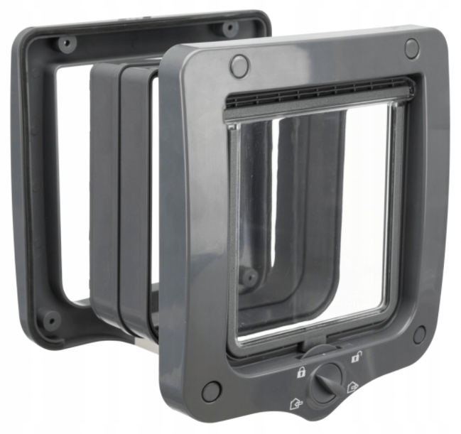 Drzwi klapka kota psa z tunelem Trixie 4-Way szare