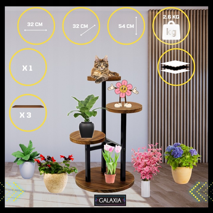 KWIETNIK STOJĄCY Stojak na Kwiaty Kwiatki Rośliny Metalowy Drewniany Loft