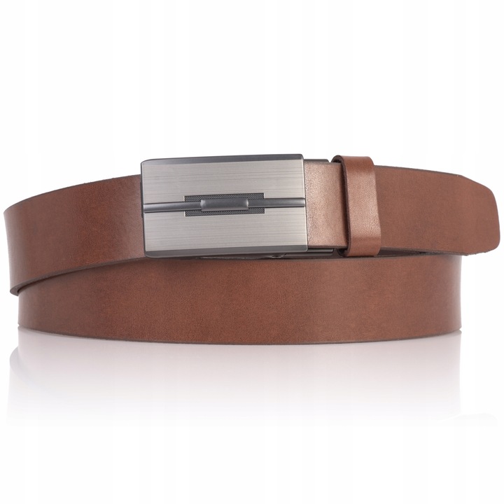 Pasek SKÓRZANY Męski SEPHER Automat BRĄZOWY spodni