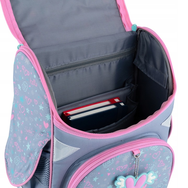 TORNISTER SZKOLNY PLECAK DLA DZIEWCZYNEK SZARY Z KOTKIEM GoPack
