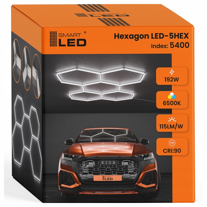 Lampa LED Hexagon Sufitowa Panel Oświetlenie Do Garaż Warsztat 298x209