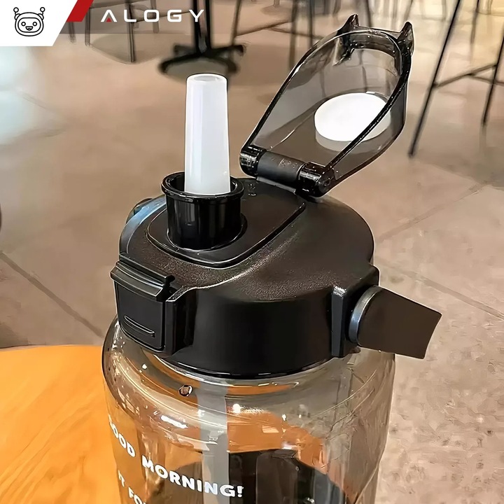 Butelka Bidon ze Słomką 2L na Wodę do Picia Motywacyjna z Przypomnieniem