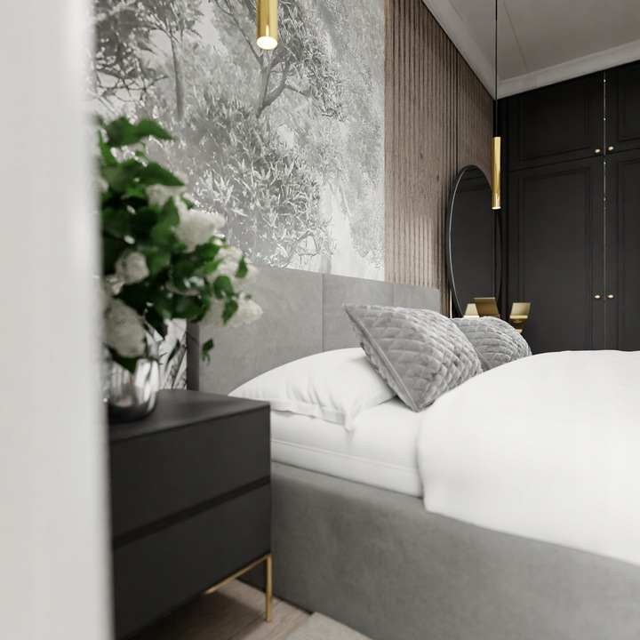 ŁÓŻKO TAPICEROWANE DO SYPIALNI 140x200 ŁÓŻKO PODWÓJNE Z POJEMNIKIEM SZARE