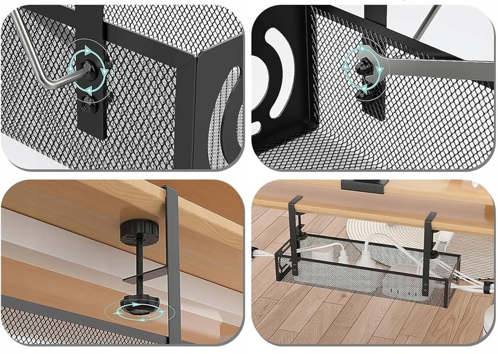 PÓŁKA NA KABLE POD BIURKO BLAT ORGANIZER MASKOWNICA DO KABLI UCHWYT 40