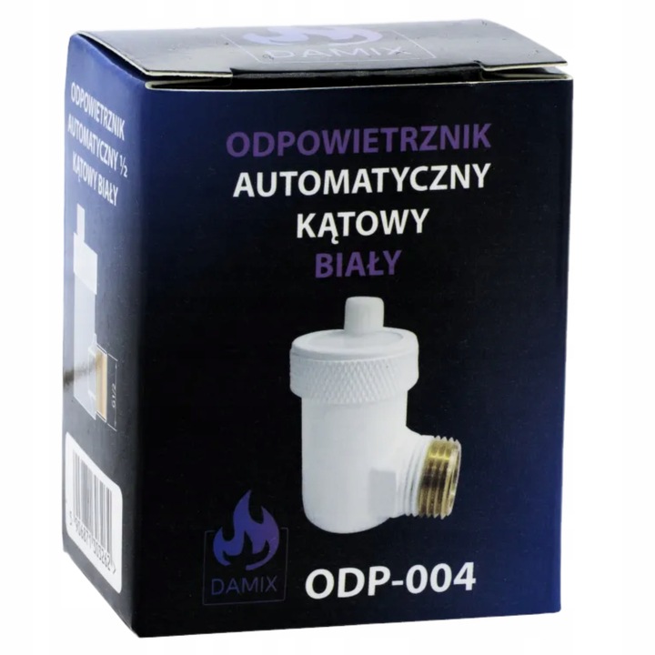 ODPOWIETRZNIK AUTOMATYCZNY AUTOMAT 1/2" CALA KĄTOWY BOCZNY BIAŁY