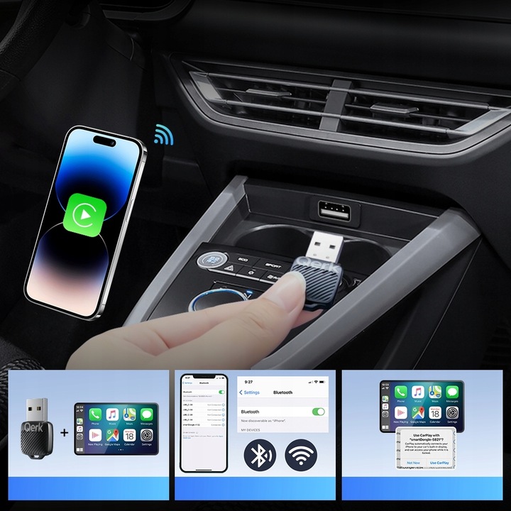 Adapter Moduł Carplay Android Auto Bezprzewodowy Wifi 6 Bluetooth 5.4