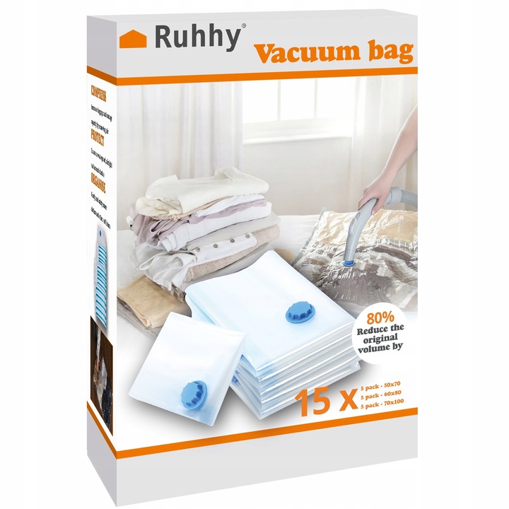 Worki Próżniowe na Ubrania Zestaw 15szt 3 Rozmiary 50x70cm 60x80cm