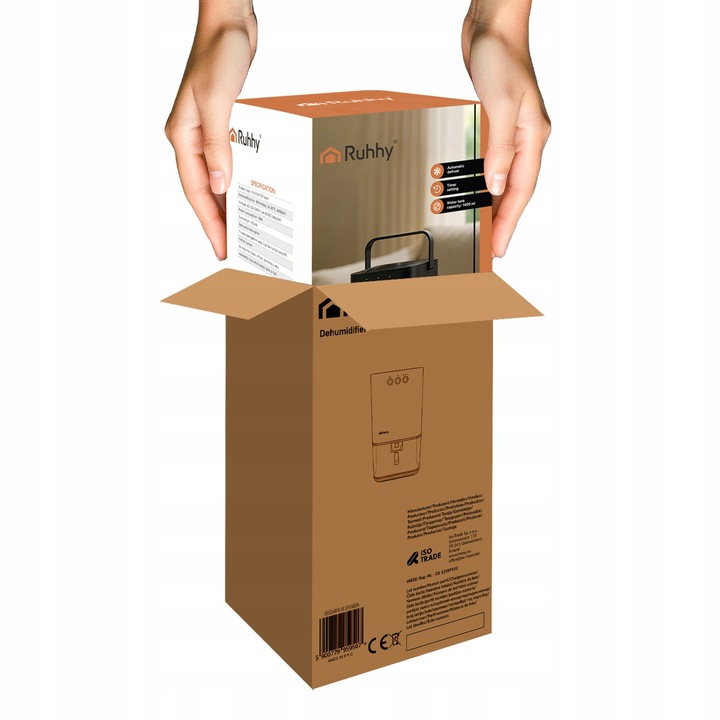 Osuszacz Powietrza Pochłaniacz Wilgoci Cichy Podświetlenie LED + Timer