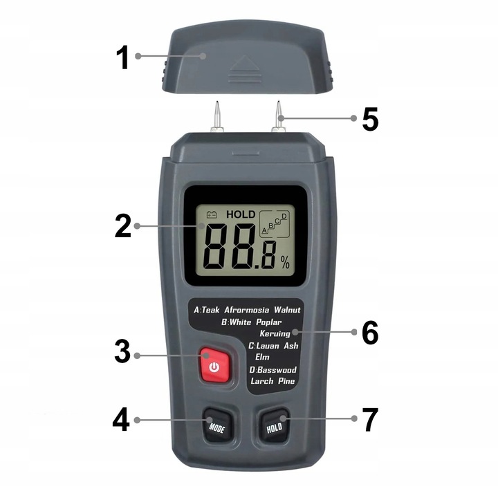 Wilgotnościomierz do drewna Miernik wilgotności drewna WYŚWIETLACZ LCD