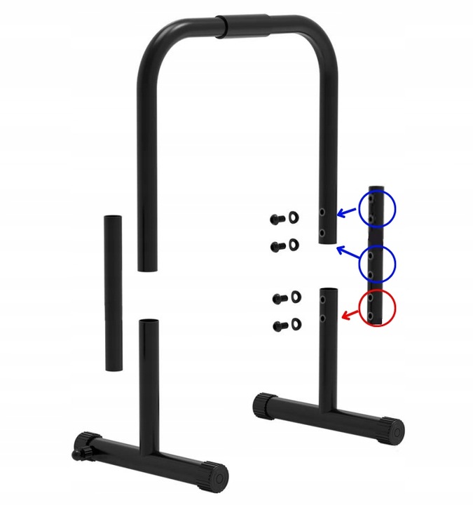 STABILNE STALOWE PORĘCZE DO DIPÓW ćwiczeń pompek, dipy WYSOKIE 90cm KUDDA