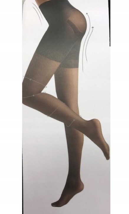 CALZEDONIA RAJSTOPY TOTAL SHAPER PUSH-UP 30 DEN MODELUJĄCE czerń 5/XL