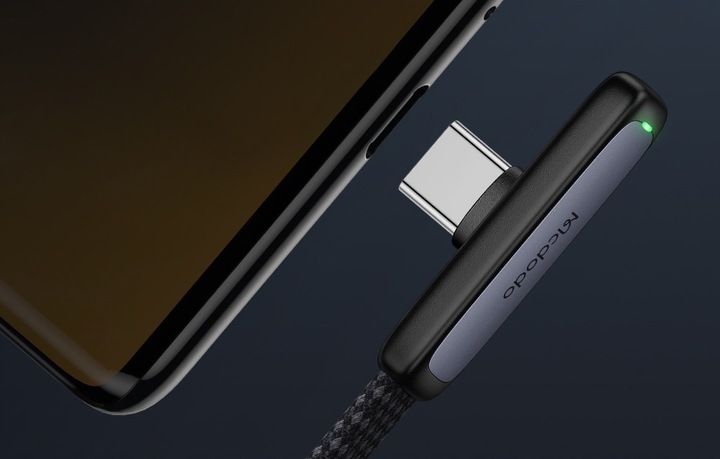 MCDODO KABEL USB-C KĄTOWY SZYBKIE ŁADOWANIE USB TYP C 6A 100W CZARNY 2M