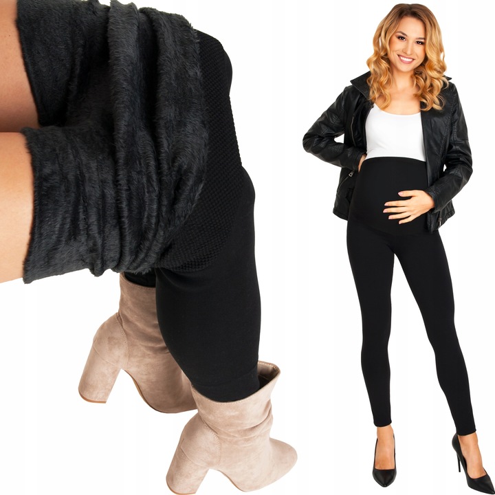 LEGGINSY OCIEPLANE FUTERKIEM CIĄŻOWE PLUS SIZE CIEPŁE GRUBE NA ZIMĘ