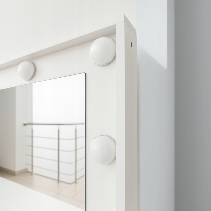 TOALETKA KOSMETYCZNA BIAŁA Z LUSTREM I OŚWIETLENIEM LED SUNNY +