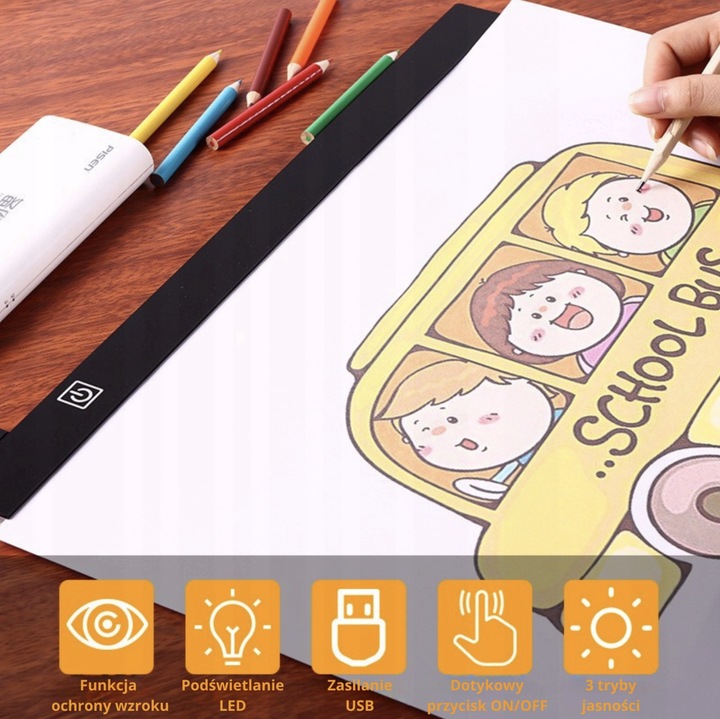 Tablica Do Szkicowania Deska Kreślarska Tablet Graficzny LED Kalka A4