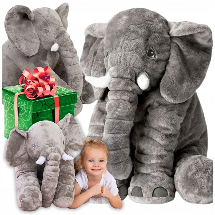 DUŻA PODUSZKA SŁOŃ MASKOTKA PRZYTULANKA PLUSZOWY MIŚ PREZENT DZIECKA JASIEK