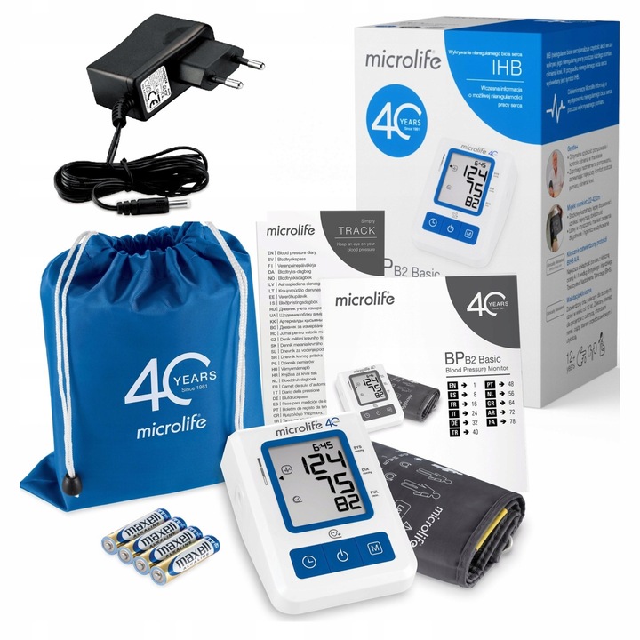 CIŚNIENIOMIERZ NARAMIENNY MICROLIFE BP B2 ARYTMIA + ZASILACZ + MANKIET M-L