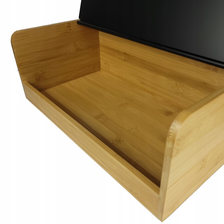 Chlebak bambusowy czarna stal pojemnik na pieczywo nowoczesny desig kuchnia