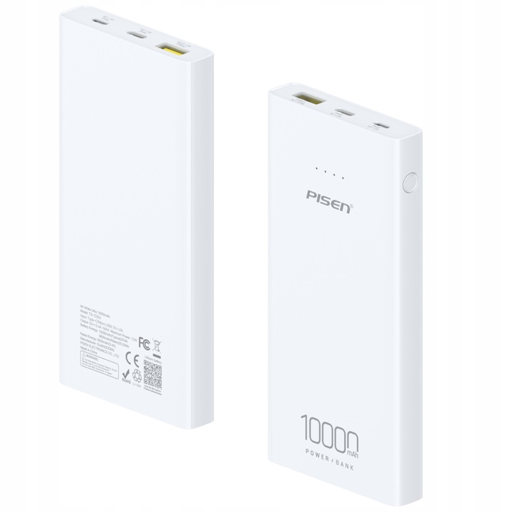 POWERBANK 10000 MAH 12W QC USB / MICRO / USB-C PD BIAŁY DO IPHONE APPLE