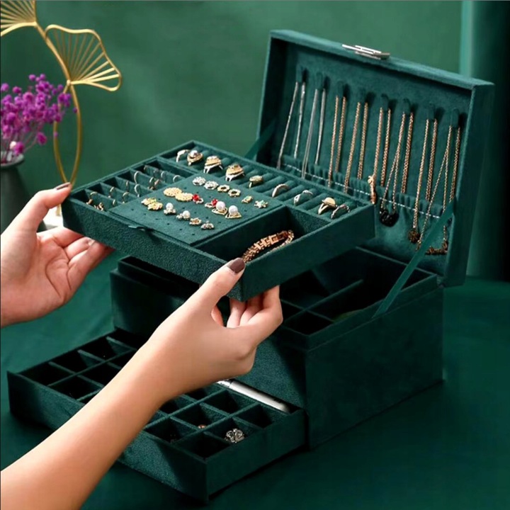 SZKATUŁKA NA BIŻUTERIĘ KUFEREK PUDEŁKO ORGANIZER ELEGANCKI POJEMNY BOX F6