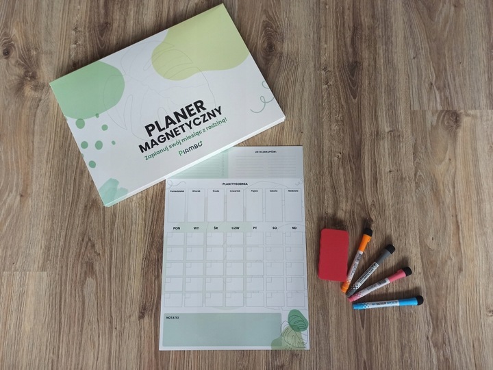PLANER TABLICA NA LODÓWKĘ MAGNETYCZNA ORGANIZER NOTATNIK 4xPISAKI