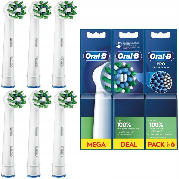 Końcówki do Szczoteczki Elektrycznej Oral-B Pro CrossAction 6pak Oryginalne