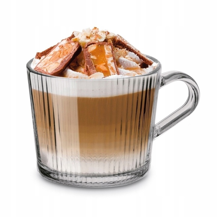 Zestaw SZKLANKI DO KAWY napojów SZKLANY KUBEK do herbaty Z UCHEM 6x400ml