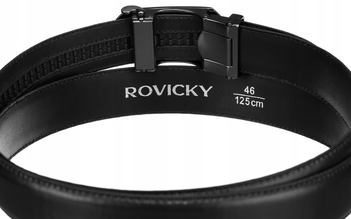 Pasek skórzany męski ROVICKY do spodni klamra automatyczna na prezent