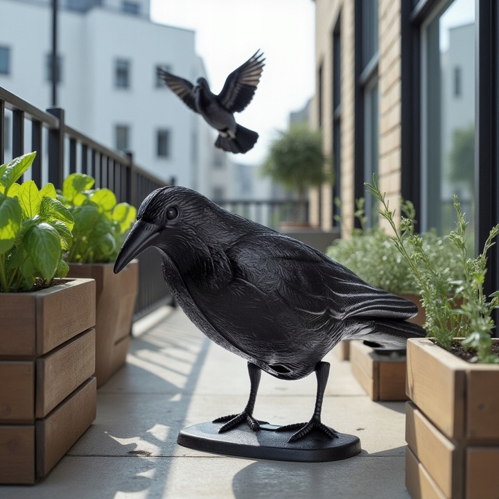 DUŻY KRUK ODSTRASZACZ PTAKÓW GOŁĘBI SZPAKÓW PTAKI NA BALKON CZARNY 3