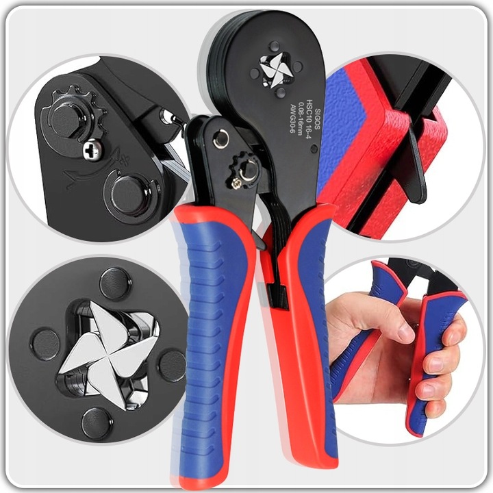 ZACISKARKA PRASKA TULEJEK KABLI CZWOROKĄTNA 0,08 - 16mm + 1200 TULEJKI