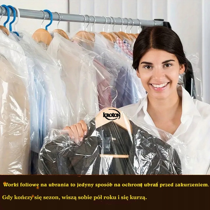 WORKI FOLIOWE NA UBRANIA-skosy- 60 X 100 - 100 szt PRZEZROCZYSTE-WYTRZYMAŁE