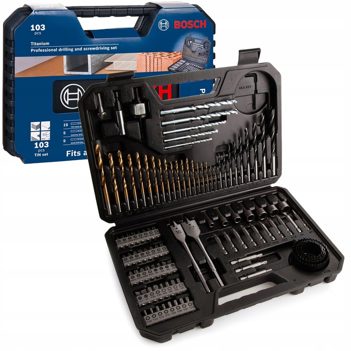 ZESTAW WIERTEŁ BITÓW + WALIZKA BOSCH V-LINE 103 EL