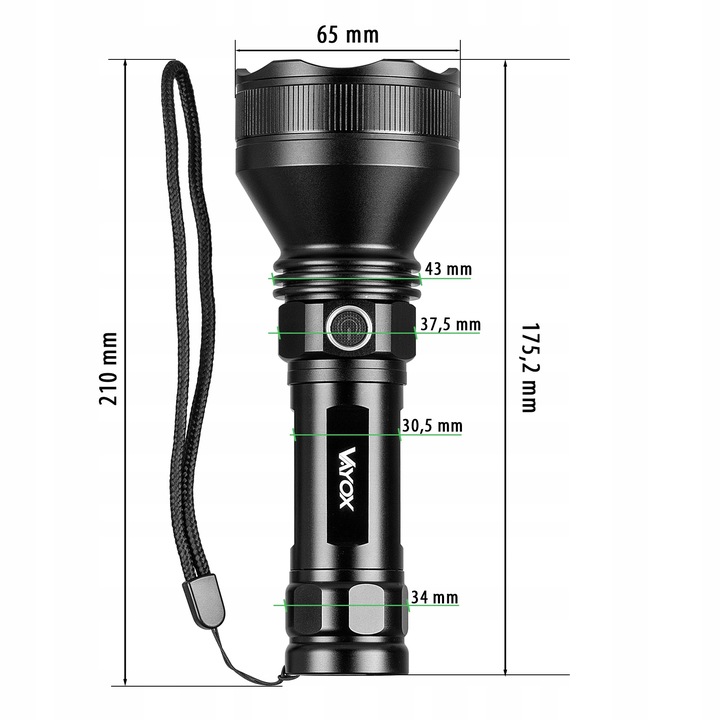 LATARKA LED TAKTYCZNA WOJSKOWA LAMPA AKUMULATOROWA IPX5 USB-C EDC PRO VAYOX