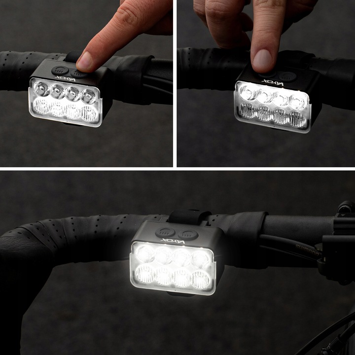 LAMPKA ROWEROWA PRZÓD 8xLED MOCNA JASNA 900LM OŚWIETLENIE ROWER USB-C VAYOX