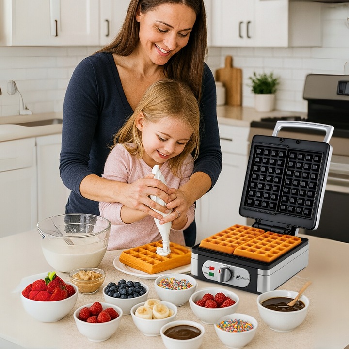 MOCNA GOFROWNICA MYLCON Z REGULACJĄ TEMPERATURY 2 DUŻE CHRUPIĄCE GOFRY