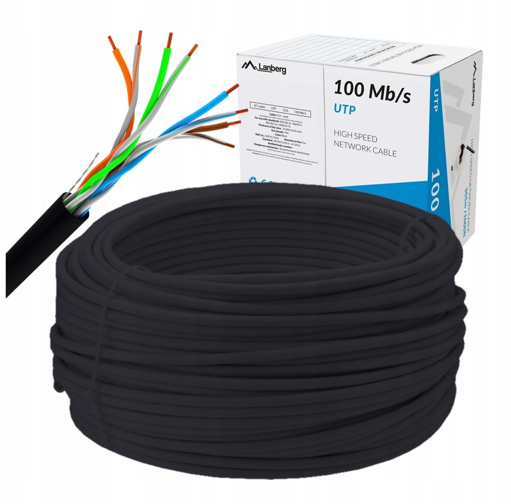 KABEL SIECIOWY PRZEWÓD SKRĘTKA CCA UTP RJ45 LAN CAT.5 KAT.5 100M LANBERG