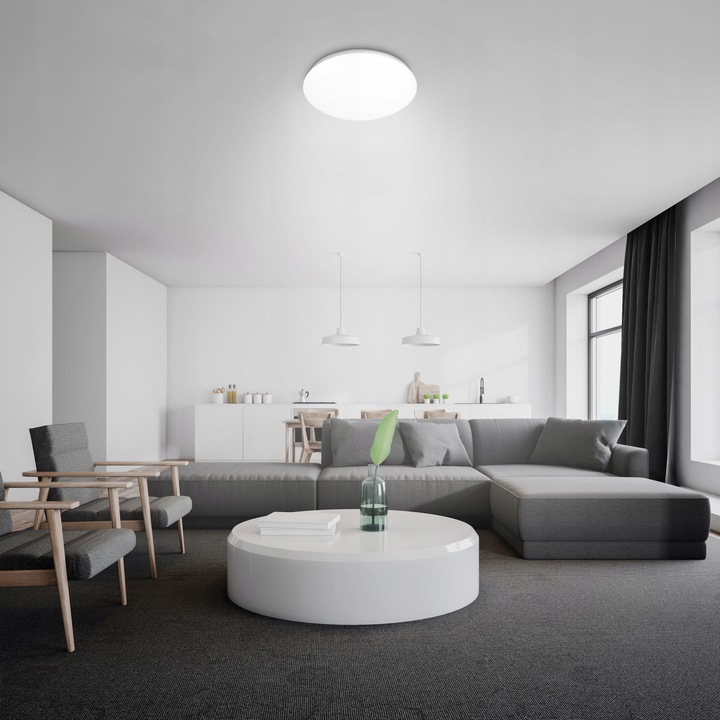 PANEL LED NATYNKOWY plafon sufitowy E27 OKRĄGŁY czujnik mikrofalowy