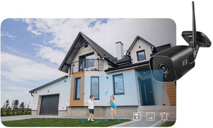 Kamera Zewnętrzna IP WiFi 5MPx 5MP Czarna Wykrywanie ludzi, AUDIO