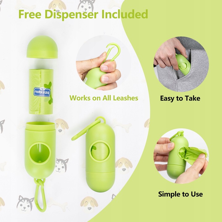 Woreczki na odchody dla psów 540 szt+dozownik