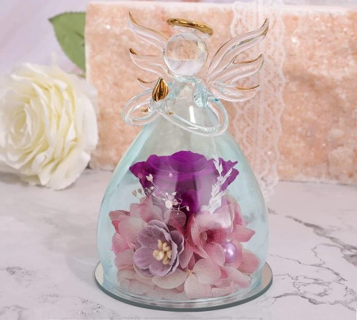 Wieczna Róża w Szkle Świecąca LED Prezent na Dzień Babci Walentynki Kobiety