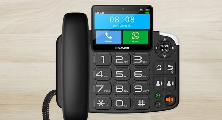 Telefon stacjonarny na kartę sim MM42D SE Android 12 Przycisk SOS WhatsApp