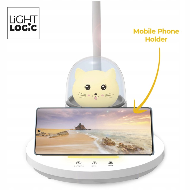 Lampka biurkowa dla dzieci lampa nocna LED LL BINED LED W kotek uchwyt