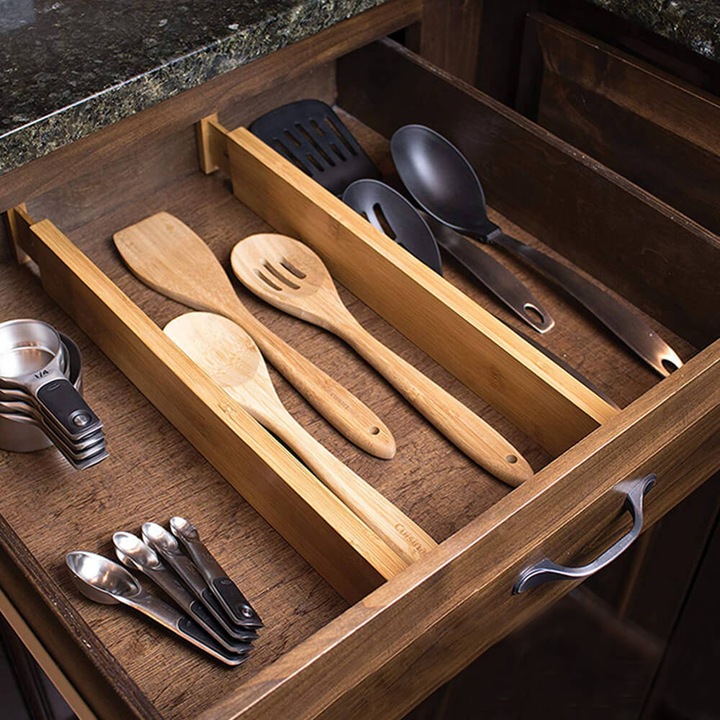 ZESTAW 4 BAMBUSOWYCH PRZEGRÓD DO SZUFLADY Organizer Separator 32 -