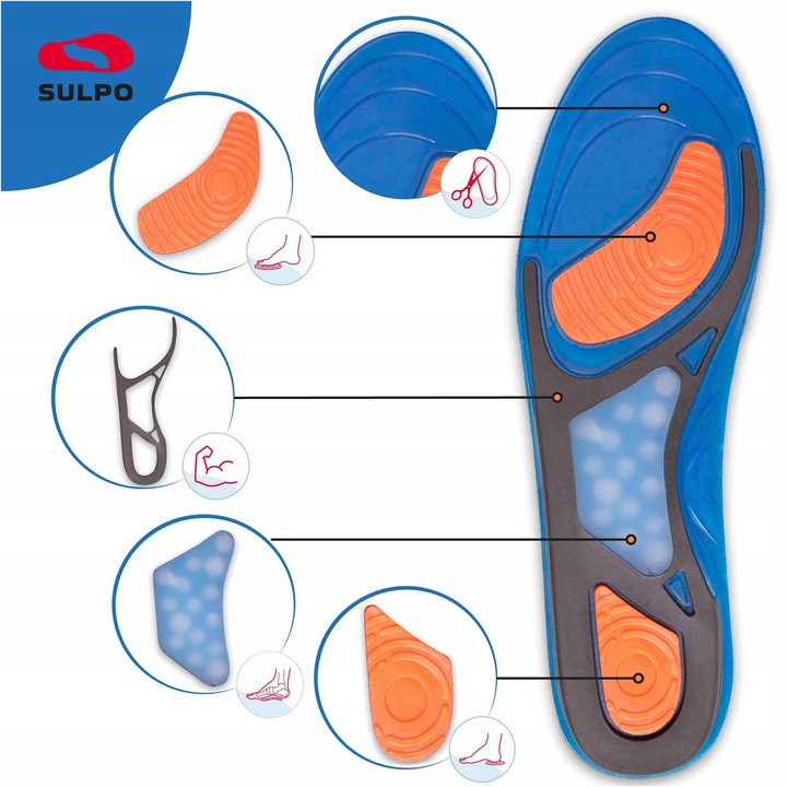 Wkładki żelowe do butów roboczych amortyzujące BHP 42-46 SULPO