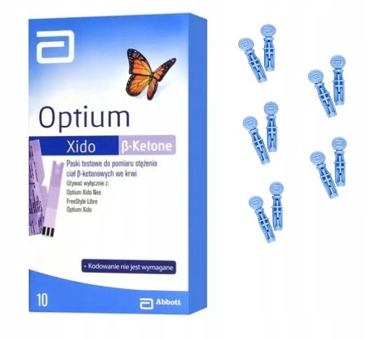 ORYGINALNE Paski Optium Xido do ciał ketonowych + LANCETY ABBOTT
