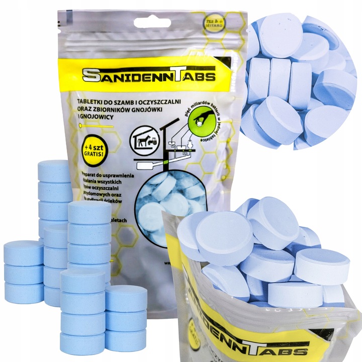 Tabletki bakterie do szamba i oczyszczalni SANIDENN 96+4 zapas na 2