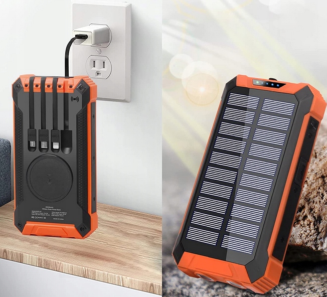 POWERBANK ŁADOWARKA PANEL SOLARNY INDUKCYJNY 30000mAh 6xUSB LATARKA 2x LED