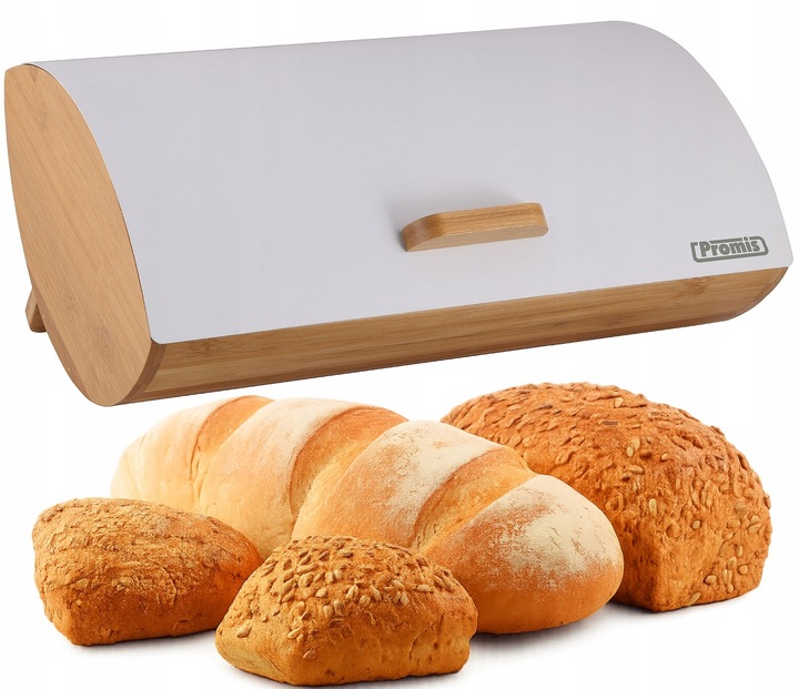DUŻY CHLEBAK DREWNIANY METALOWY PROMIS POJEMNIK NA PIECZYWO CHLEB
