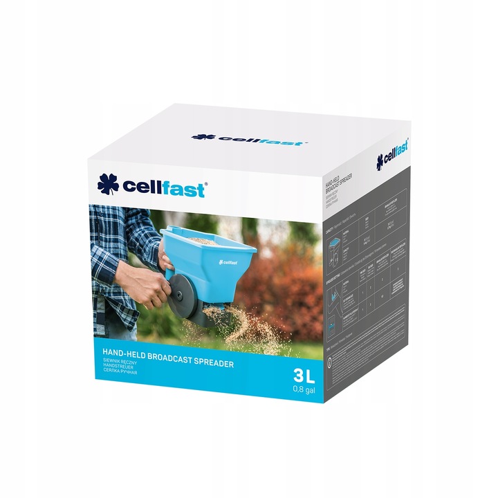 SIEWNIK RĘCZNY CELLFAST 42-204 DO NAWOZU TRAWY SOLI PIASKU ZBIORNIK