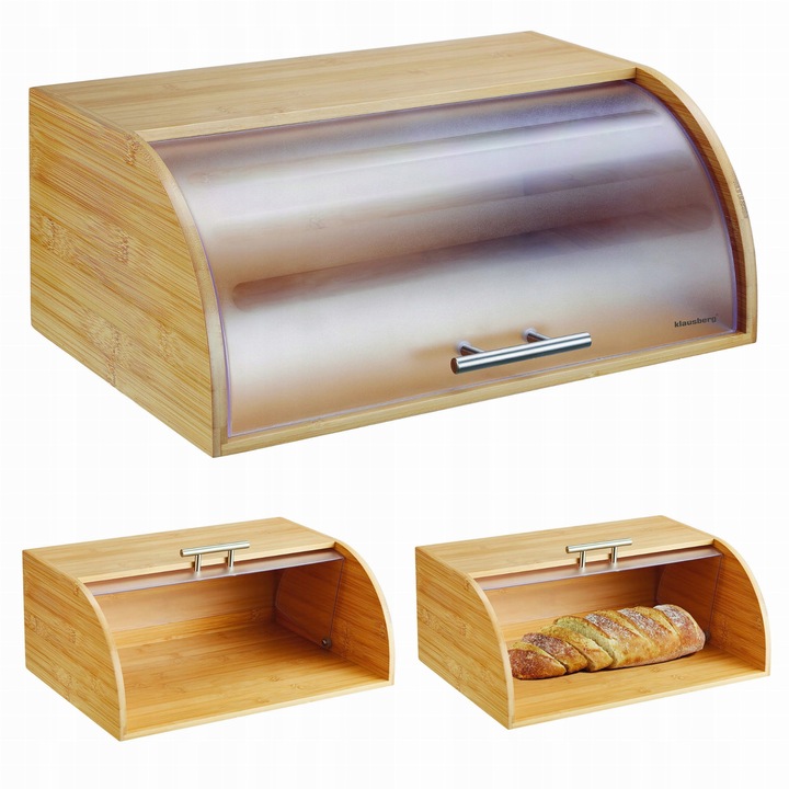 Chlebak bambusowy drewniany 41cm pojemnik na pieczywo chleb bułki KLAUSBERG